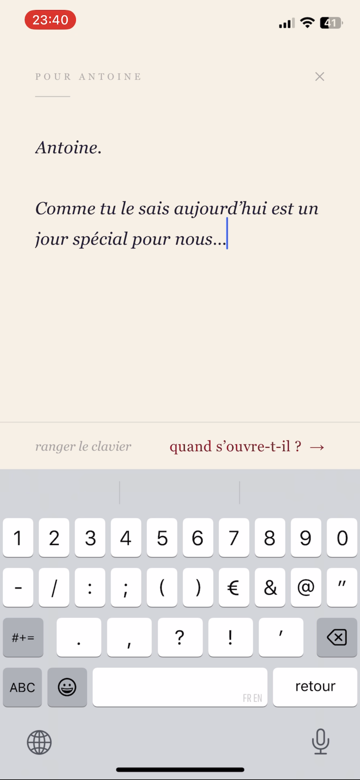 Écrire un mot
