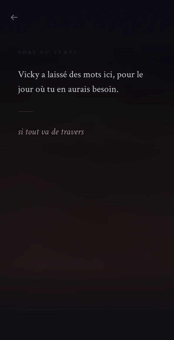 Des mots laissés sans date, dont un s’ouvre le jour où l’autre en a besoin